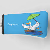 Funny eend met paraplu dansende cartoon golfheadcover (Voorkant)