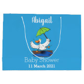 Funny eend met paraplu dansende cartoon groot cadeauzakje (Achterkant)