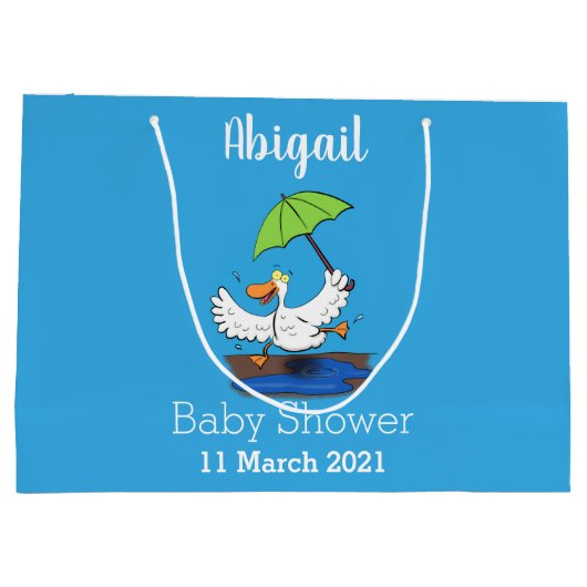 Funny eend met paraplu dansende cartoon groot cadeauzakje (Achterkant)