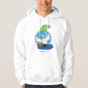 Funny eend met paraplu dansende cartoon hoodie