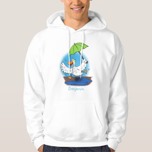 Funny eend met paraplu dansende cartoon hoodie (Voorkant)