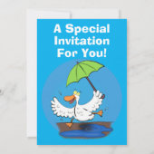 Funny eend met paraplu dansende cartoon kaart (Achterkant)