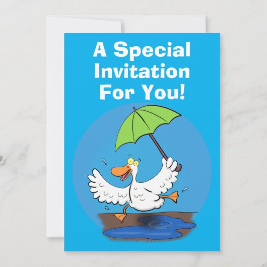 Funny eend met paraplu dansende cartoon kaart (Achterkant)
