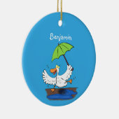Funny eend met paraplu dansende cartoon keramisch ornament (Rechts)