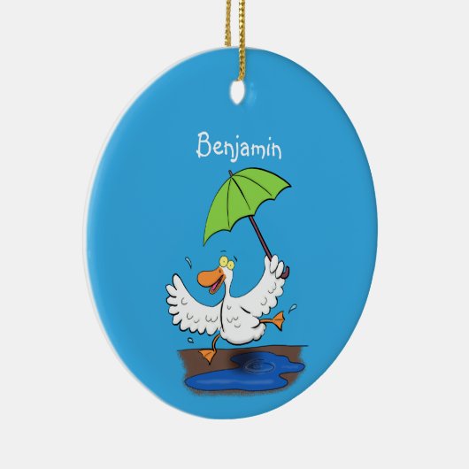 Funny eend met paraplu dansende cartoon keramisch ornament (Rechts)