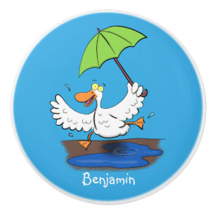 Funny eend met paraplu dansende cartoon keramische knop