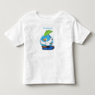 Funny eend met paraplu dansende cartoon kinder shirts