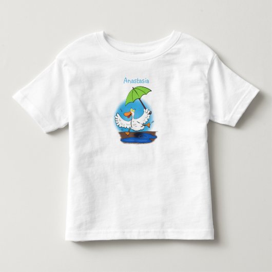 Funny eend met paraplu dansende cartoon kinder shirts (Voorkant)