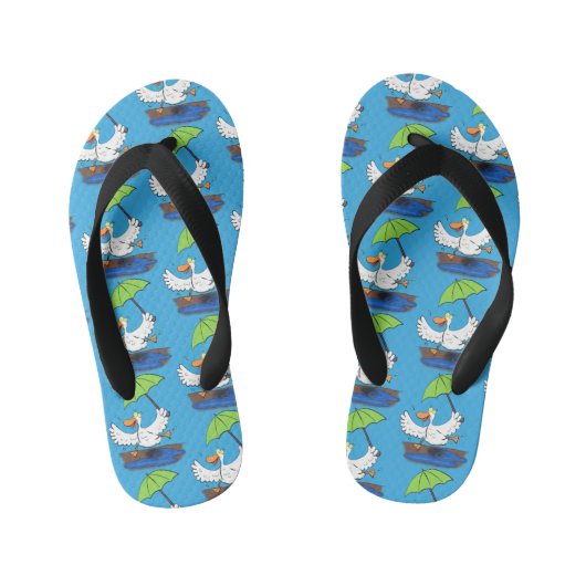 Funny eend met paraplu dansende cartoon kinder teenslippers (Voetbed)