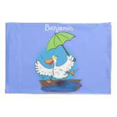 Funny eend met paraplu dansende cartoon kussensloop (Achterkant)