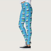 Funny eend met paraplu dansende cartoon leggings (Links)