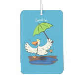 Funny eend met paraplu dansende cartoon luchtverfrisser (Voorkant)