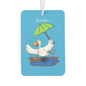 Funny eend met paraplu dansende cartoon luchtverfrisser (Achterkant)