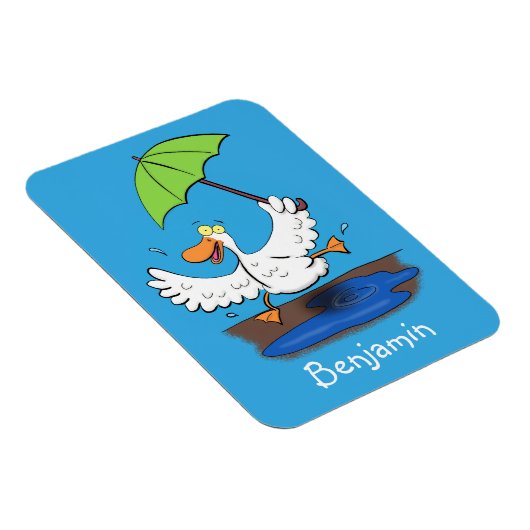 Funny eend met paraplu dansende cartoon magneet (Rechterzijde)