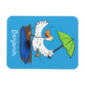 Funny eend met paraplu dansende cartoon magneet (Horizontaal)