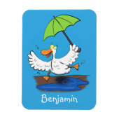 Funny eend met paraplu dansende cartoon magneet (Verticaal)