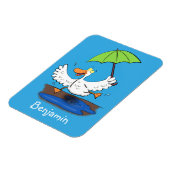 Funny eend met paraplu dansende cartoon magneet (Linkerzijde)