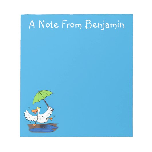 Funny eend met paraplu dansende cartoon notitieblok (Voorkant)