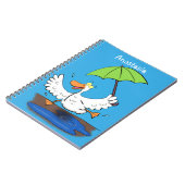 Funny eend met paraplu dansende cartoon notitieboek (Linkerzijde)