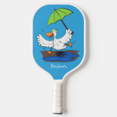 Funny eend met paraplu dansende cartoon pickleball paddle (Achterkant)
