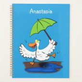 Funny eend met paraplu dansende cartoon planner (Voorkant)