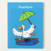 Funny eend met paraplu dansende cartoon planner (Achterkant)