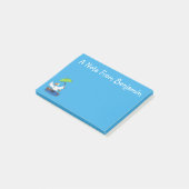 Funny eend met paraplu dansende cartoon post-it® notes (Schuin)