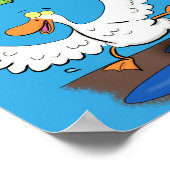 Funny eend met paraplu dansende cartoon poster (Hoek)