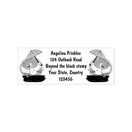 Funny eend met paraplu dansende cartoon rubberstempel (Afrduk)