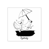 Funny eend met paraplu dansende cartoon rubberstempel (Afrduk)