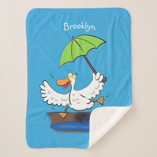 Funny eend met paraplu dansende cartoon sherpa deken (Voorkant)
