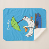 Funny eend met paraplu dansende cartoon sherpa deken (Voorkant (horizontaal))