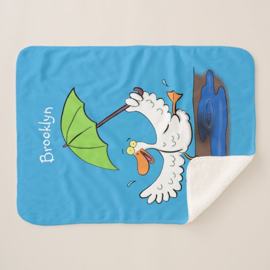 Funny eend met paraplu dansende cartoon sherpa deken (Voorkant (horizontaal))