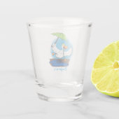 Funny eend met paraplu dansende cartoon shot glas (Achterkant)