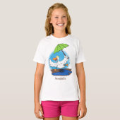 Funny eend met paraplu dansende cartoon t-shirt (Voorkant volledig)