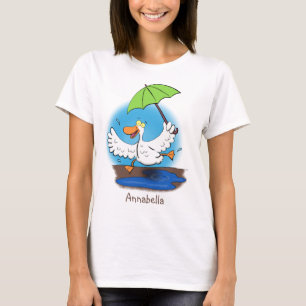 Funny eend met paraplu dansende cartoon t-shirt