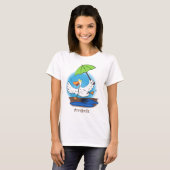 Funny eend met paraplu dansende cartoon t-shirt (Voorkant volledig)