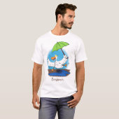 Funny eend met paraplu dansende cartoon t-shirt (Voorkant volledig)