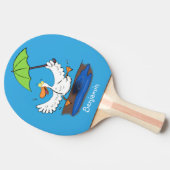 Funny eend met paraplu dansende cartoon tafeltennisbatje (Zijkant)