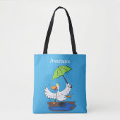 Funny eend met paraplu dansende cartoon tote bag (Voorkant)