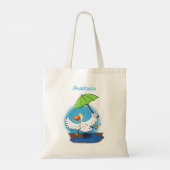 Funny eend met paraplu dansende cartoon tote bag (Achterkant)