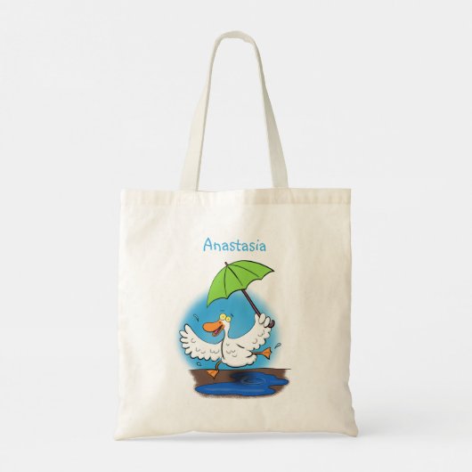Funny eend met paraplu dansende cartoon tote bag (Achterkant)