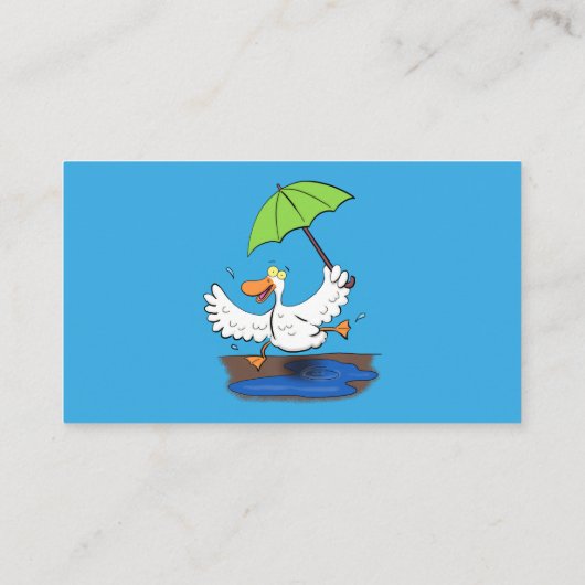 Funny eend met paraplu dansende cartoon visitekaartje (Achterkant)