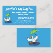 Funny eend met paraplu dansende cartoon visitekaartje (Voorkant / Achterkant)