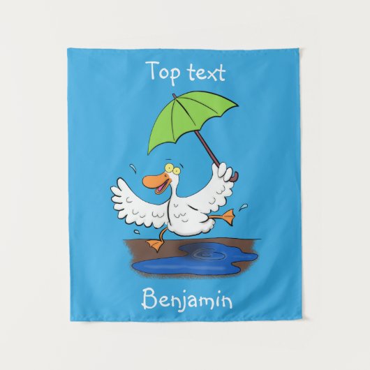 Funny eend met paraplu dansende cartoon wandkleed (Voorkant)