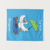 Funny eend met paraplu dansende cartoon wandkleed (Voorkant (horizontaal))