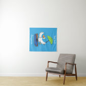 Funny eend met paraplu dansende cartoon wandkleed (In Situ (horizontaal))