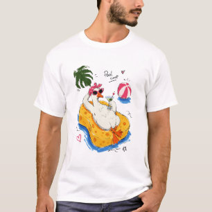 Funny eend met zonnebril en cocktail bij het zwemb t-shirt