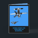 Funny, eerste regel van skydiving verjaardag kaart<br><div class="desc">Als je een skydiver of een parachuterende persoon bent,  zijn deze grappige hemelduikende verjaardagskaarten voor je.Grappig skydiving afbeelding en grappige parachute slogan voor iedereen die op zoek is naar een unieke en grappige parachuterende verjaardagskaart.</div>