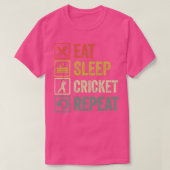 Funny eet slaapcricket repeat retro gift t-shirt (Design voorkant)